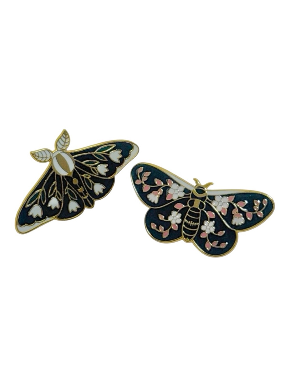 Floral Moth Enamel Pins